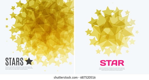 Set of Abstract vector design elements with golden stars