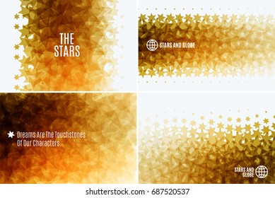 Set of Abstract vector design elements with golden stars