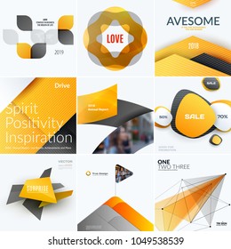 Set of abstract vector design for graphic template. Creative modern business background with geometric shapes