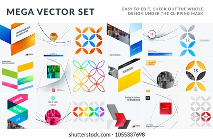 Set of abstract vector design for graphic template. Creative modern business background.