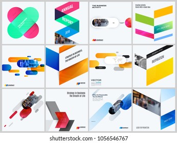 Set of abstract vector design for graphic template. Creative modern business background. Colourful rounded rectangles