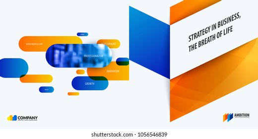 Set of abstract vector design for graphic template. Creative modern business background. Colourful rounded rectangles