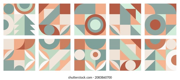 Set of abstract vector design templates in Scandinavian style for web banner, corporate identity, business presentation, fabric print, wallpaper. Minimalistic geometric poster with simple shape.