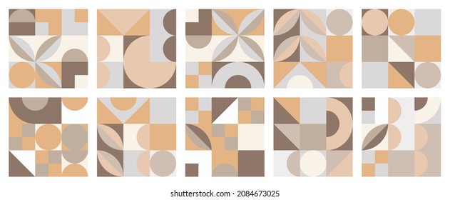 Set of abstract vector design templates in Scandinavian style for web banner, corporate identity, business presentation, fabric print, wallpaper. Minimalistic geometric poster with simple shape.