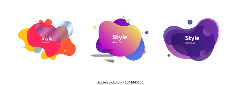 Set of abstract vector element templates. Advertising concept. Style graphic design. Stroke, circle, liquid. Illustration can be used for web design, advertising, mobile application, interface