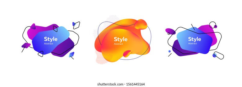 Set of abstract vector emblem templates. Advertising concept. Style graphic design. Drop, line, stroke. Illustration can be used for web design, advertising, mobile application, interface