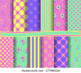set of  abstract vector floral paper for scrapbook