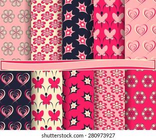 set of  abstract vector floral paper for scrapbook