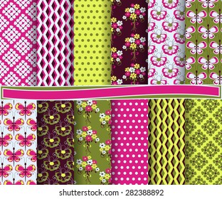 set of  abstract vector floral paper for scrapbook
