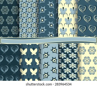 set of  abstract vector floral paper for scrapbook
