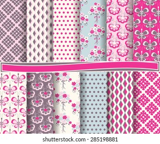 set of  abstract vector floral paper for scrapbook