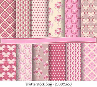 set of  abstract vector floral paper for scrapbook