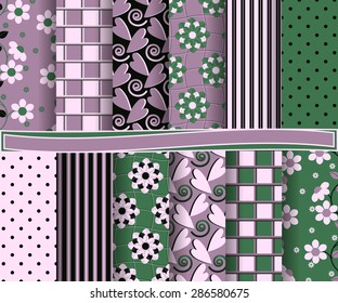 set of  abstract vector floral paper for scrapbook