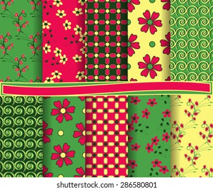 set of  abstract vector floral paper for scrapbook
