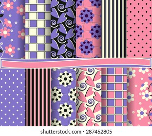 set of  abstract vector floral paper for scrapbook