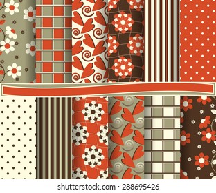 set of  abstract vector floral paper for scrapbook