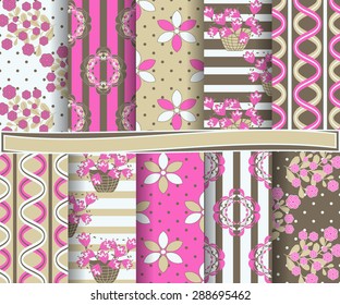 set of  abstract vector floral paper for scrapbook