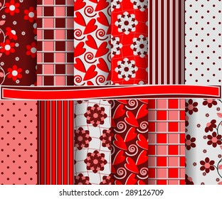 set of  abstract vector floral paper for scrapbook