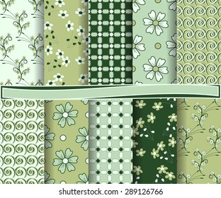 set of  abstract vector floral paper for scrapbook