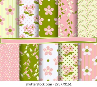 set of  abstract vector floral paper for scrapbook