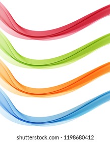 Set of Abstract vector flow transparent color wave. Dynamic wavy lines