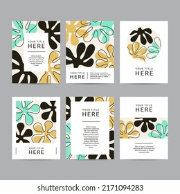 Set of abstract vector flower design brochure templates. Abstract organic floral shapes and outlines. 