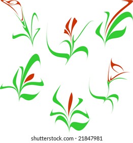 set of abstract vector flowers
