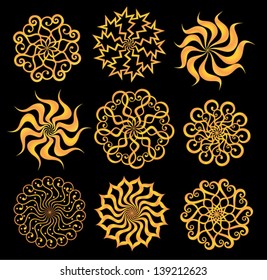 set of abstract vector flowers and emblems