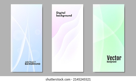 Set of abstract vector flyers. Blue, violet and green geometric pattern texture. Design for flyer, greeting cart, wallpaper, banner, background. 