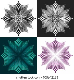 Set of abstract vector geometric element consisting of circles with distortion effect