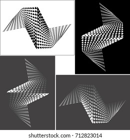Set of abstract vector geometric element consisting of circles with distortion effect