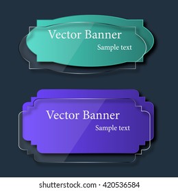 Set of abstract vector glass banners. Vector illustration