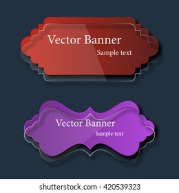 Set of abstract vector glass banners. Vector illustration