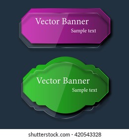 Set of abstract vector glass banners. Vector illustration