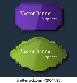 Set of abstract vector glass banners. Vector illustration