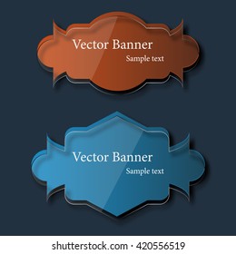 Set of abstract vector glass banners. Vector illustration