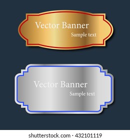 Set of abstract vector gold and silver banners. Vector illustration