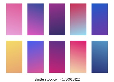 Set of abstract vector gradient backgrounds. Colorful texture for your design. Mobile app template