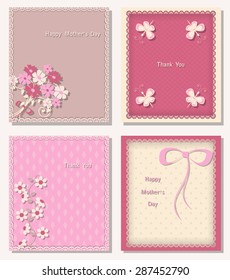 set of abstract vector greeting card with inscriptions