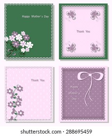 set of abstract vector greeting card with inscriptions