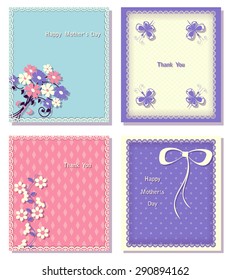 set of abstract vector greeting card with inscriptions