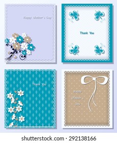 set of abstract vector greeting card with inscriptions