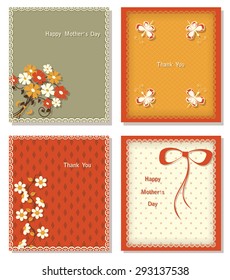 set of abstract vector greeting card with inscriptions