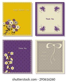set of abstract vector greeting card with inscriptions