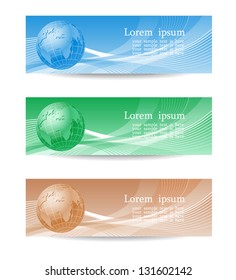 Set of abstract vector headers with globe