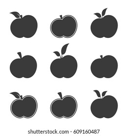 Set of abstract vector icon, apple vector silhouette icon