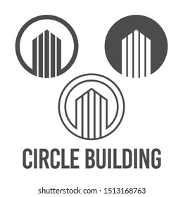 set abstract vector illustration circle building icon logo construction black color