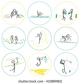 set of abstract vector illustration - summer sports/summer sports/summer sports