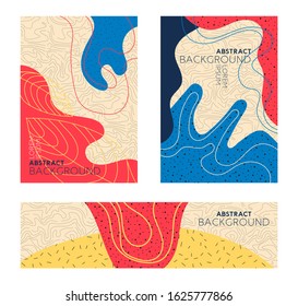 Set abstract vector illustration in trendy flat style colors background with space for text. Wallpaper, banner, greeting card, poster