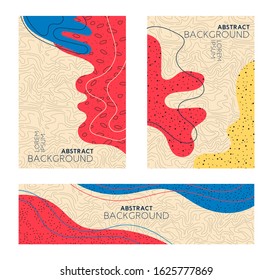 Set abstract vector illustration in trendy flat style colors background with space for text. Wallpaper, banner, greeting card, poster